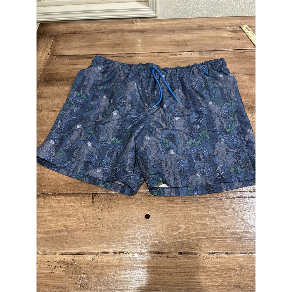 Eddie Bauer Mens Sz XL Swim‎ Trunks Drawstring Bigfoot Sasquatch